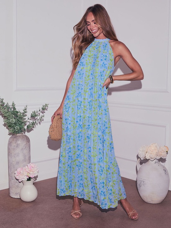 Vici Dresses & Skirts - VICI Floral Pleated Halter Maxi Dress Size Large